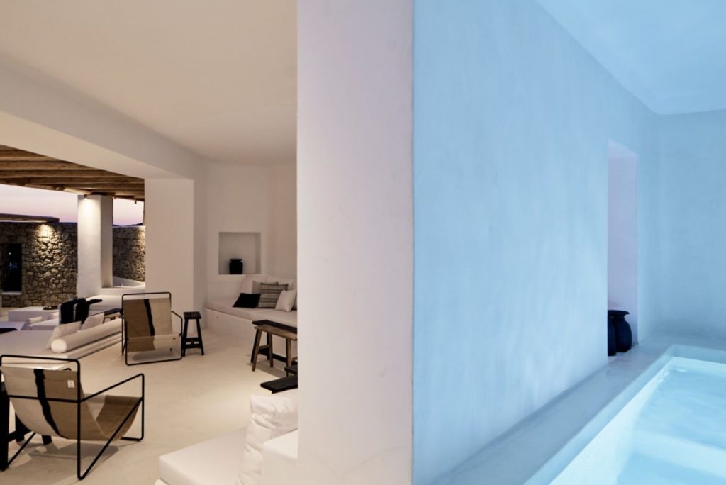 Modern interior design, Mykonos best rental villa.