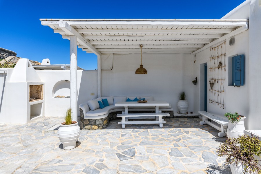 Mykonos terrace in the finest villa for rent.