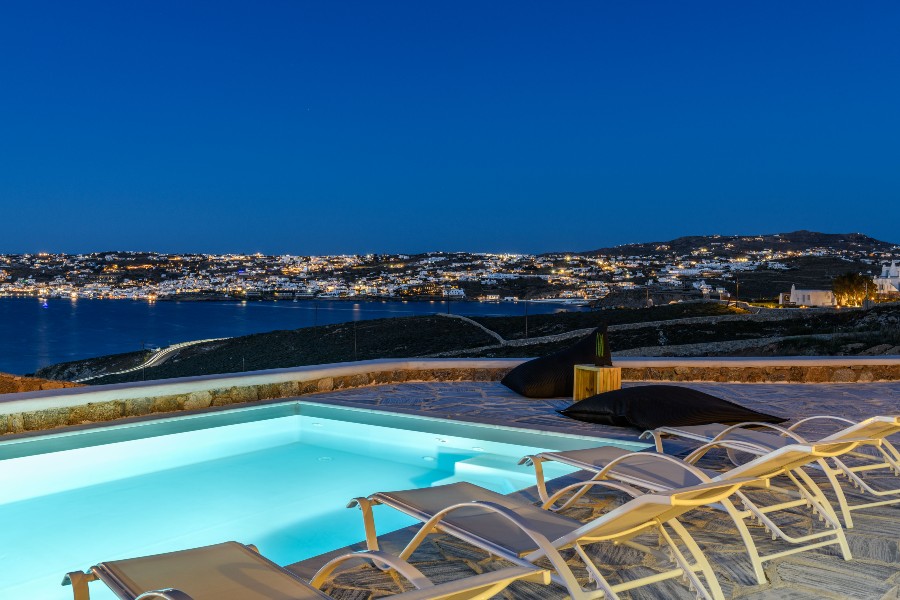 Stunning view from the best Mykonos villa for booking.