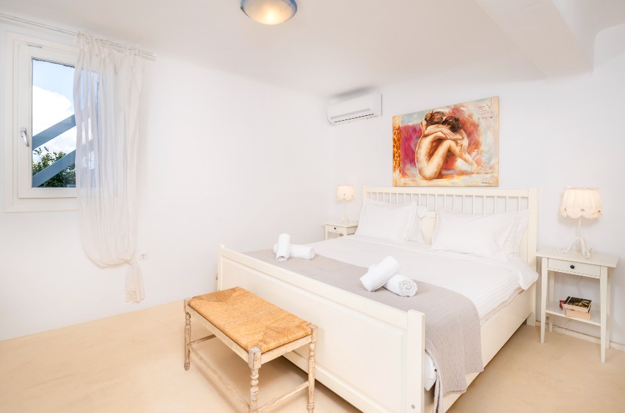 Cozy bedroom in the best villa for rent, Mykonos.