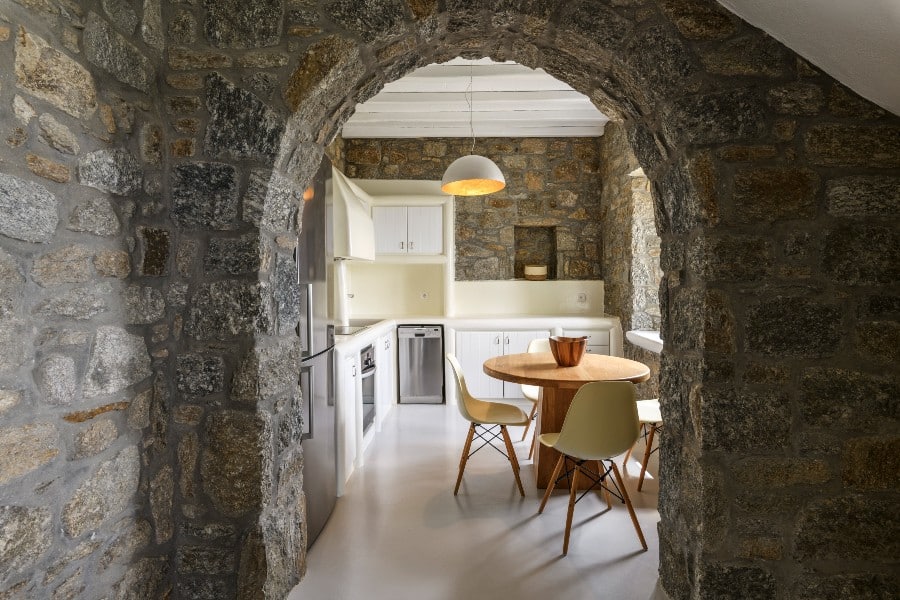 Cute modern kitchen in the best villa for booking, Mykonos.