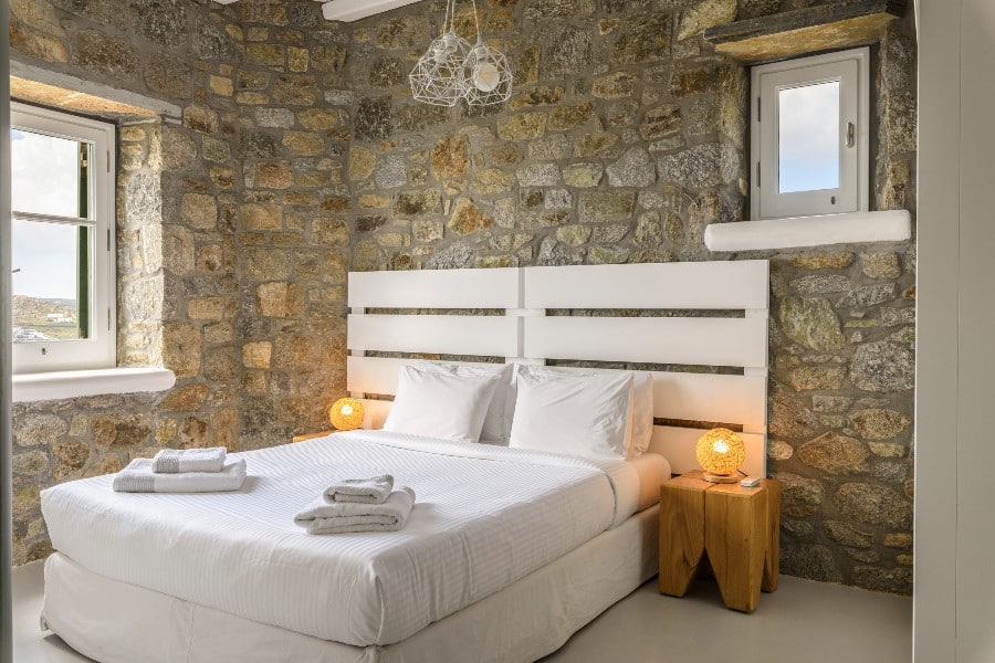 Bedroom in the most lavish Mykonos villa for booking.