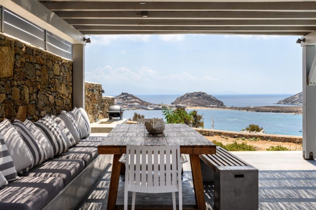 Stunning view from Mykonos villa for rent.