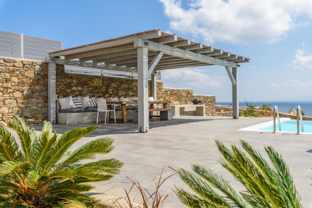 Rent a villa with a terrace and breathtaking sea view, Mykonos.