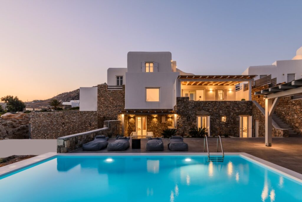 Mykonos best rental villa to stay at, with a luxurious private pool.