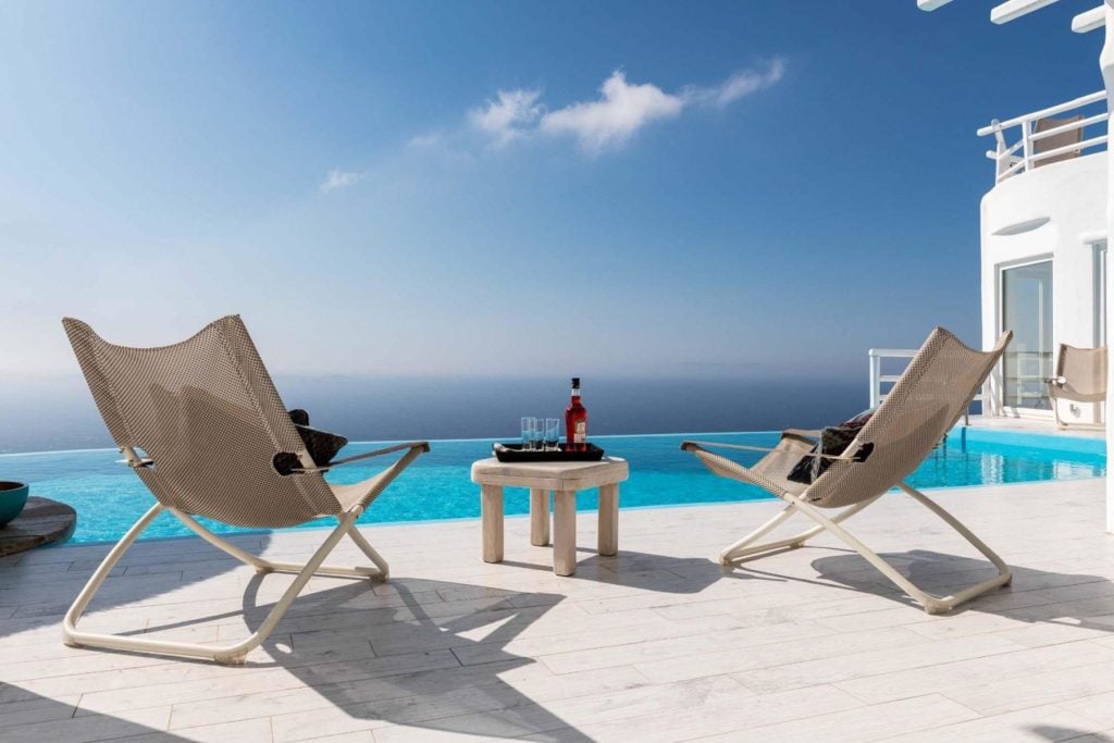 View of the sea and pool at Villa Rival