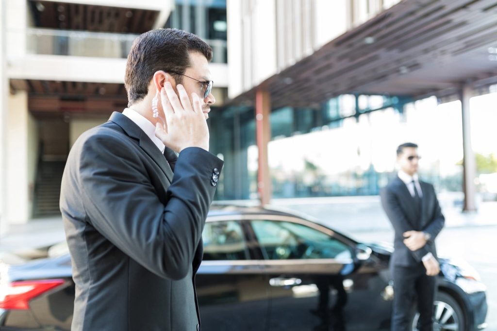 private security guy in a suit