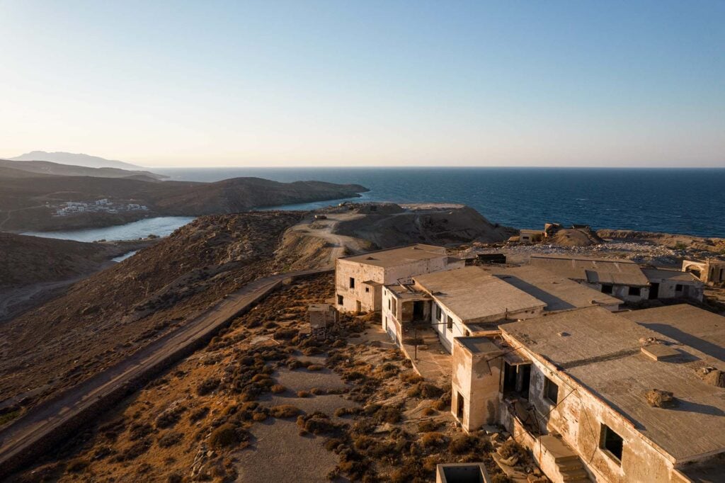 A view of abandoned mines in Mykonos Greece