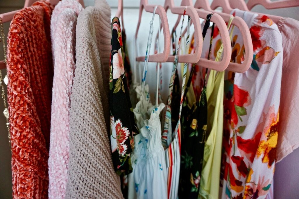 dresses in a closet