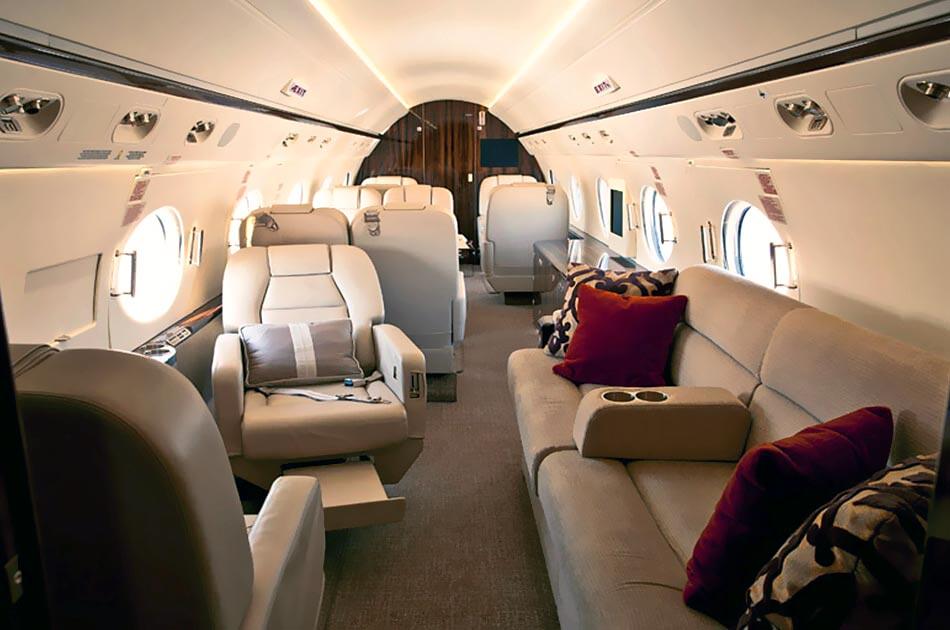 The inside of a small private plane  