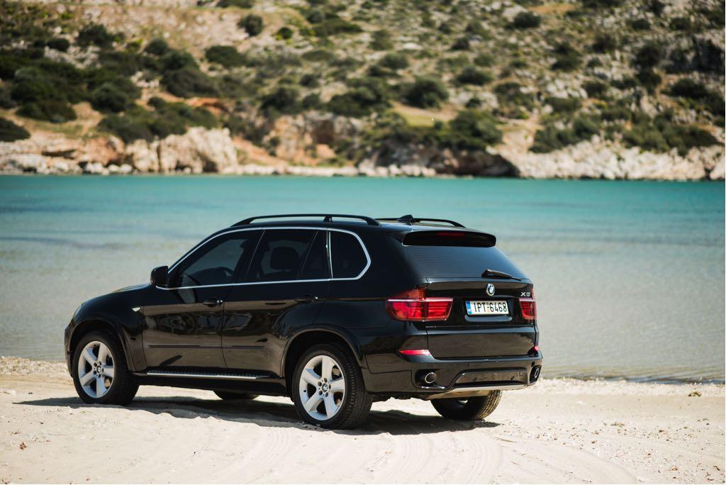 BMW X5 parked on the coast of Mykonos