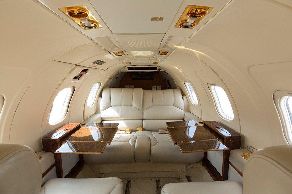 spacious jet interior with comfort seats