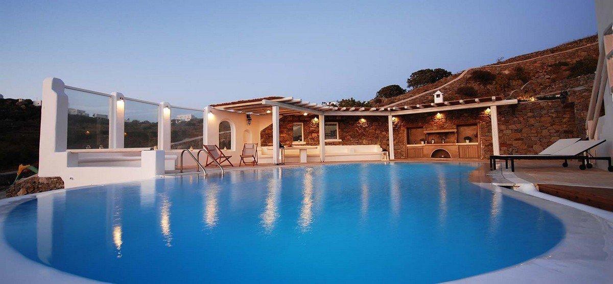 Swimming pool outside a villa in Mykonos