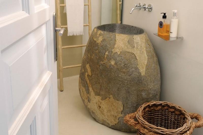 towel rack and interestingly stone designed sink sing
