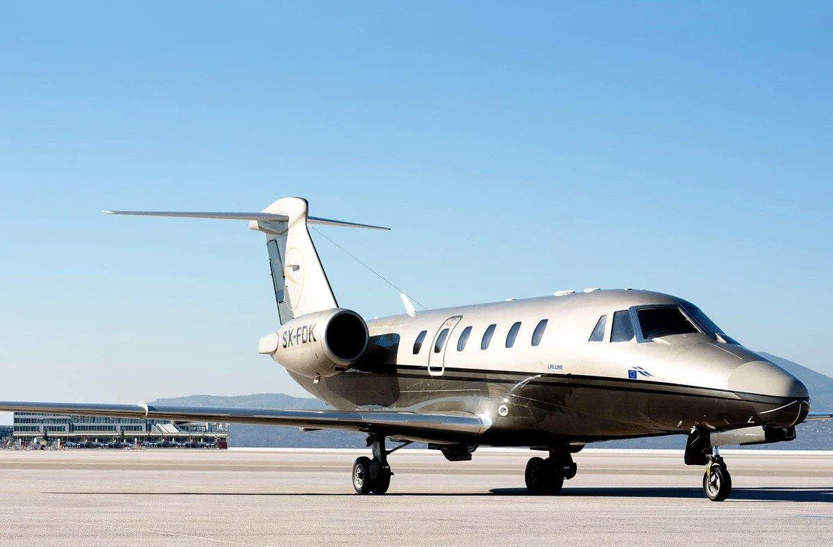 Private jet on a runway