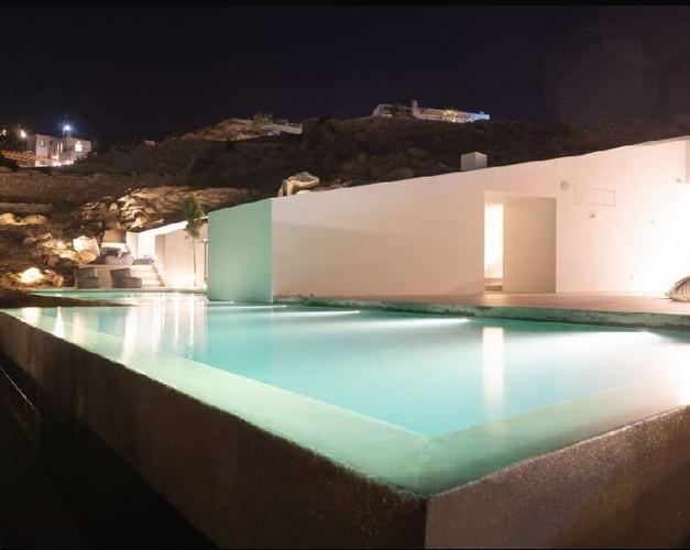 Villa_Nerina_29.jpg Tourlos Mykonos Outdoor, pool, villa, stairs, lamp