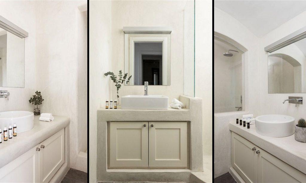 Villa-Agda_38.jpg Agios Ioannis Mykonos, bathrooms, mirrors, washstand, drawers, towels, soaps