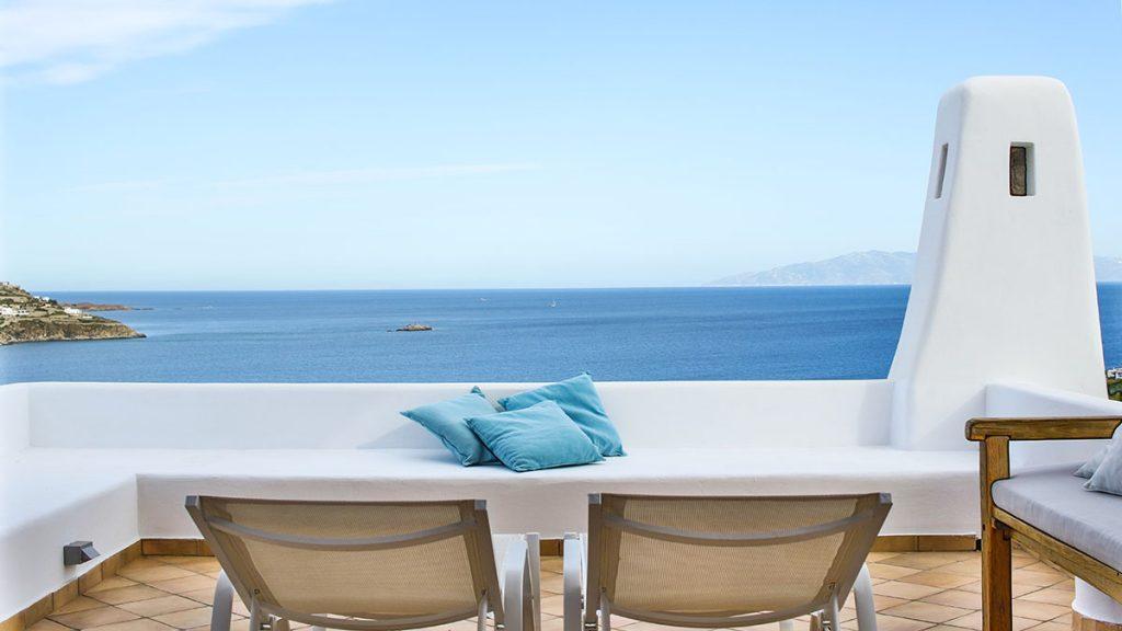 balcony with cozy climbers for sunbath and enjoyable sea view