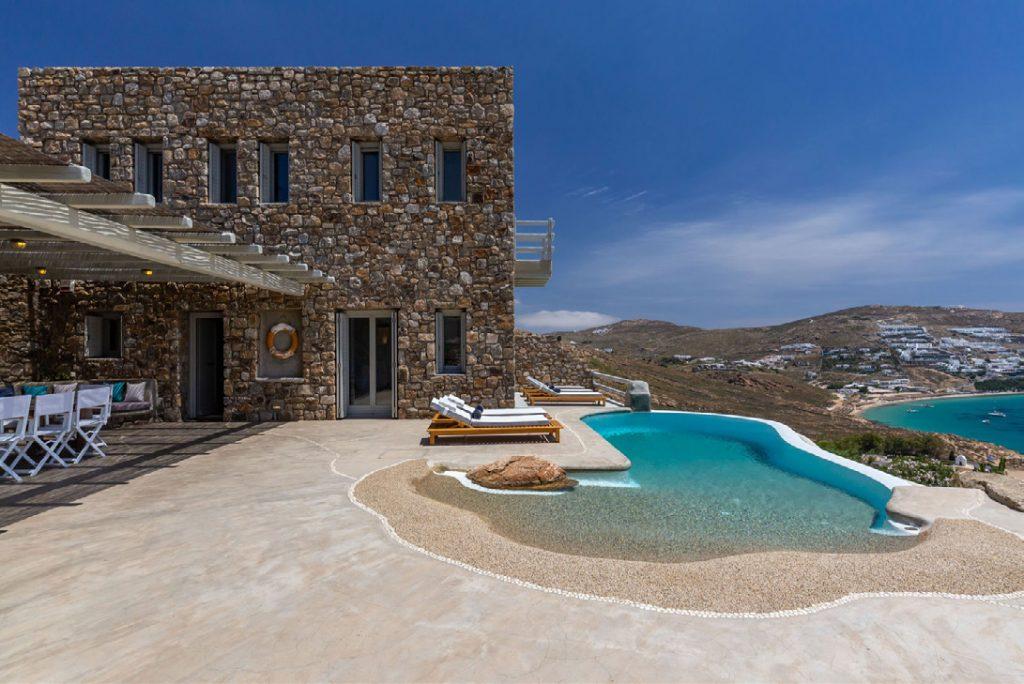 Villa-Camelia_07.jpg Agrari Mykonos, outdoor, pool, climbers, villa exterior, island, sea, sky