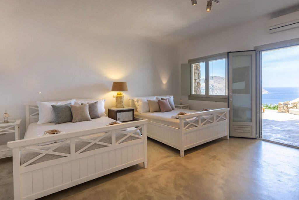 Villa-Camelia_31.jpg Agrari Mykonos, 4th bedroom, double bed, pillows, nightstands, lamp, AC