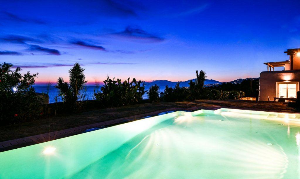 Villa Gael I Chora, Mykonos, Outdoor View, Pool, Stairs, Plants, Sea view