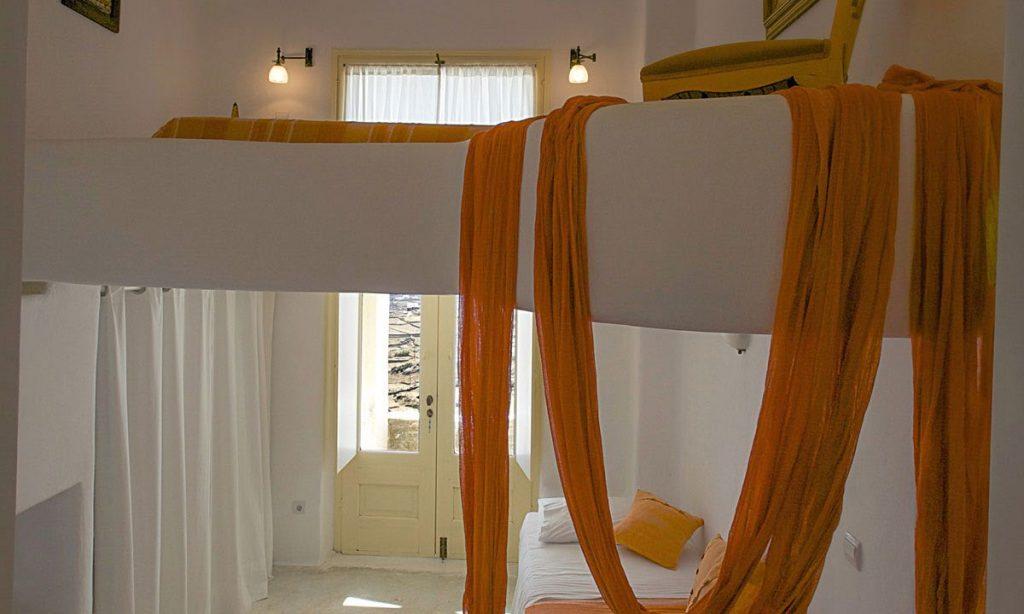 Villa-Ramsey-_20.jpg Halara Mykonos, interior, curtain, pillows, bed, door, lights