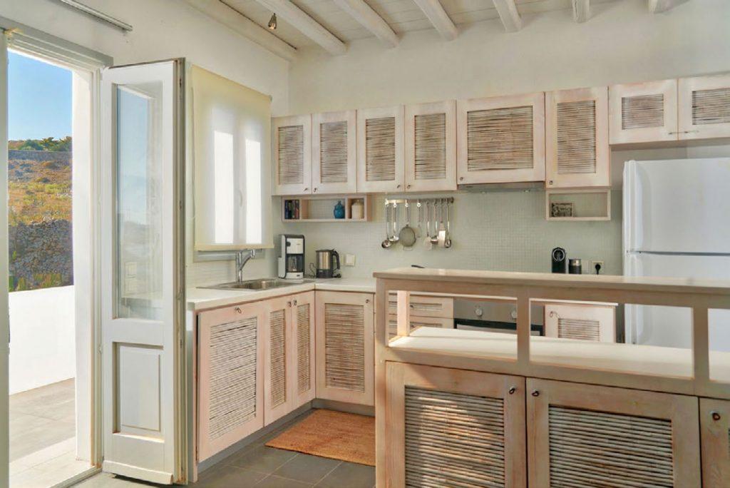 Villa Umabel, Agios Stefanos, Mykonos, Doorm Window, Kitchen, Refrigerator, Sink, Owen, Closets
