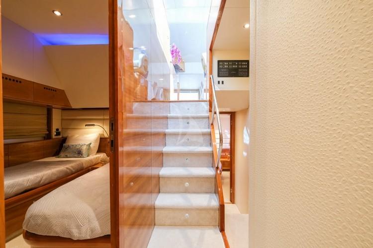 Yacht_Noe_22.jpg Mykonos Interior, bed, pillows, lamp, stairs