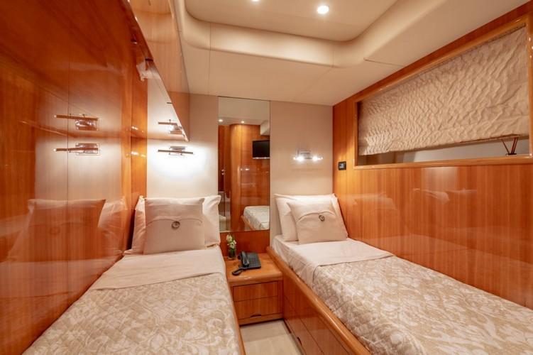 Yacht_VenusSecret_18.jpg Mykonos 2nd Bedroom, bed, lamp, phone, night table, pillows