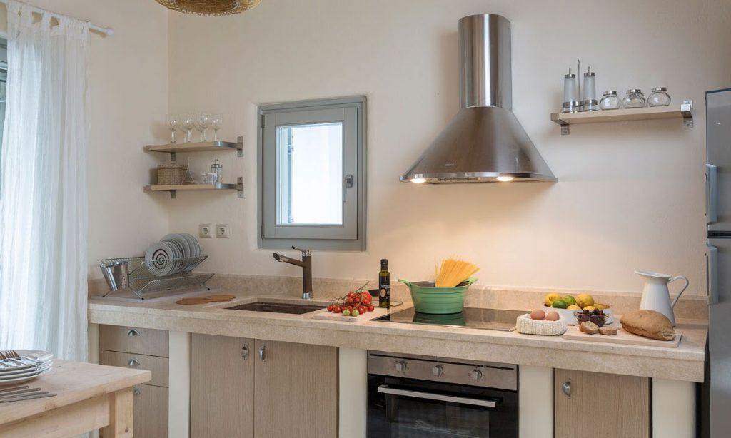 Villa Orion Retreat, kitchen, oven, sink, spaghetti, plates, glasses, fridge, drawers