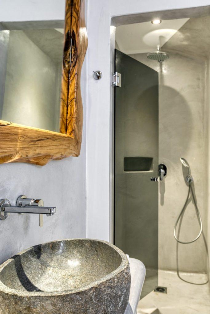 simply designed bathroom with glass shower