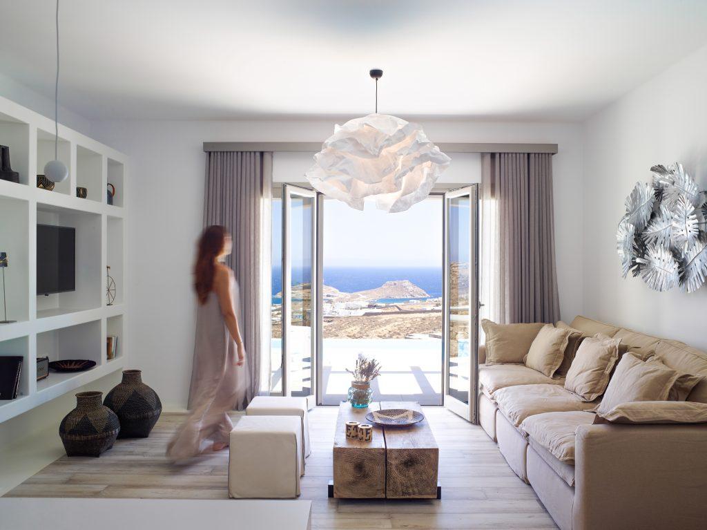 living area with unique designed lamp