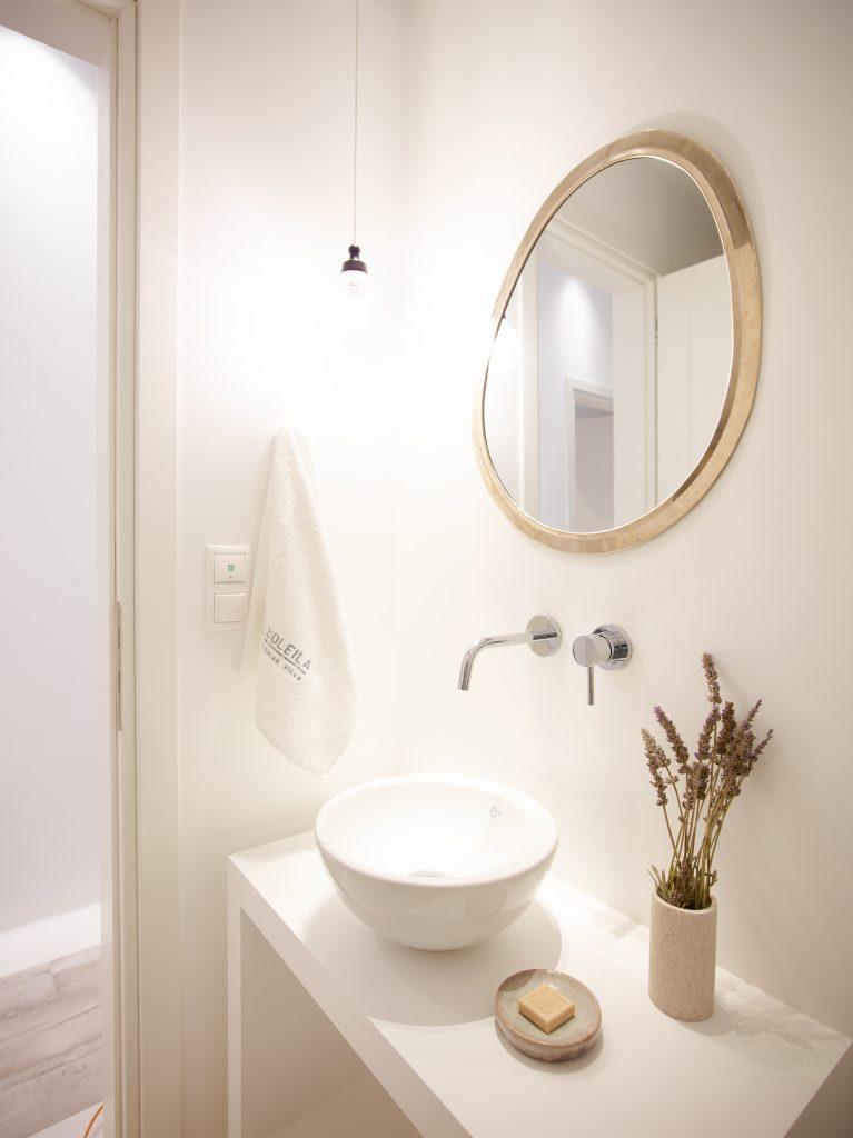 modern minimal style bathroom with white walls