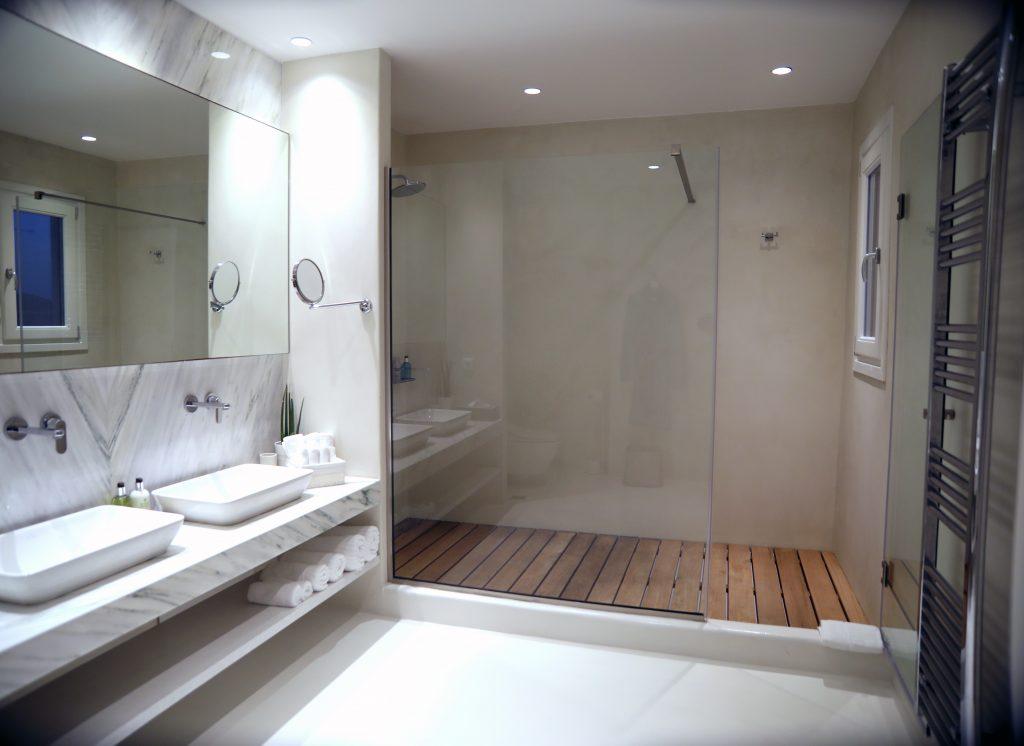 bathroom with shower and modern designed sink
