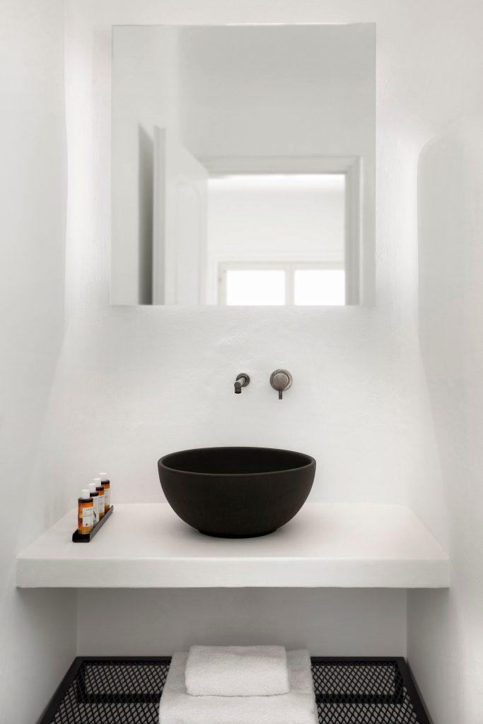 modern minimal style bathroom with white walls