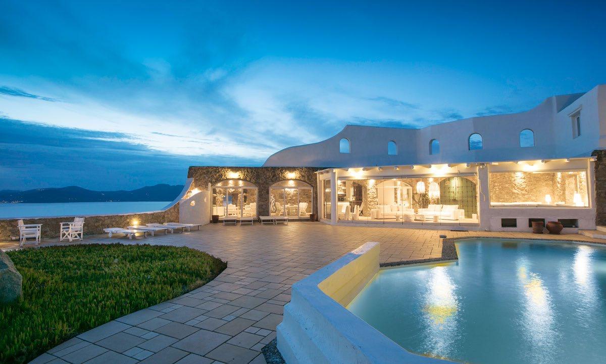 Outdoor area of a villa in Mykonos